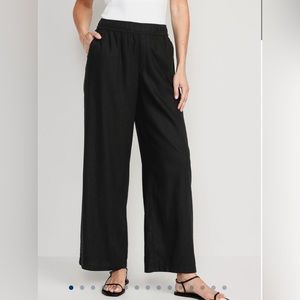 Old Navy Black Wide Leg Linen Pants, Size Large
